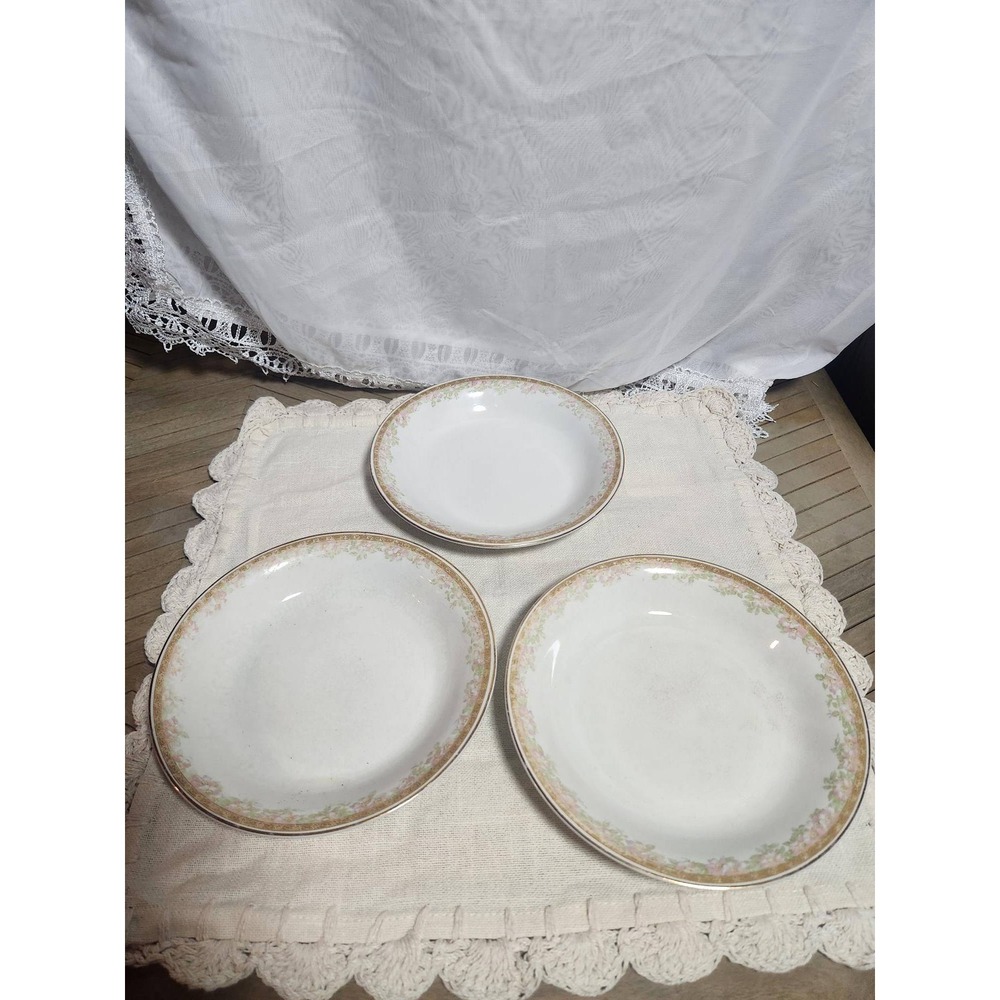 Vintage WH Grindley Buxton England Ironstone Soup Bowls Set of 3 Pink Floral